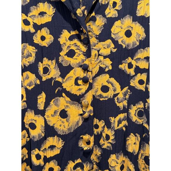 Vintage Carole Little Floral Print Navy Orange Jumpsuit Artsy Cropped Wide Leg - Picture 8 of 8